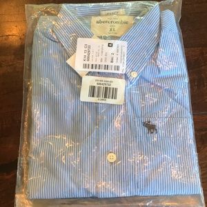 NWT Abercrombie kids button down blue/white stripe